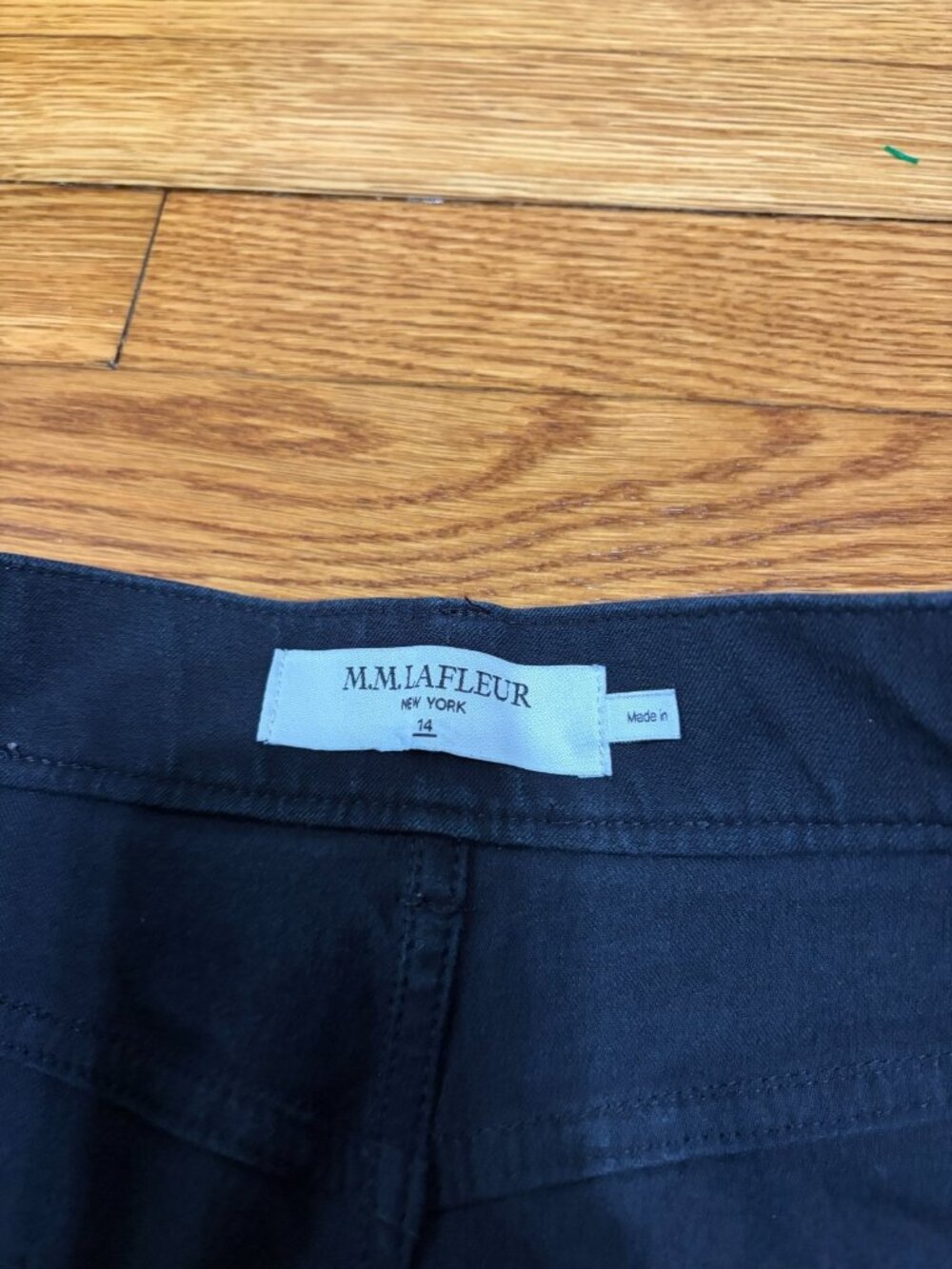 MM Lafleur Dress Pants Women's Size 14 High Rise Flare Black Denim Stretch - Picture 2 of 4